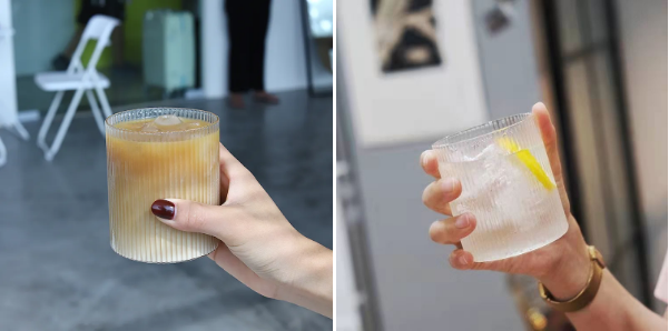 Ribbed Vertical Striped Glass Coffee Mug